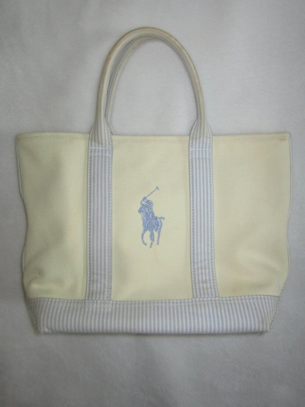 RALPH LAUREN Classic Preppy Canvas Tote Bag Small Pastel Yellow